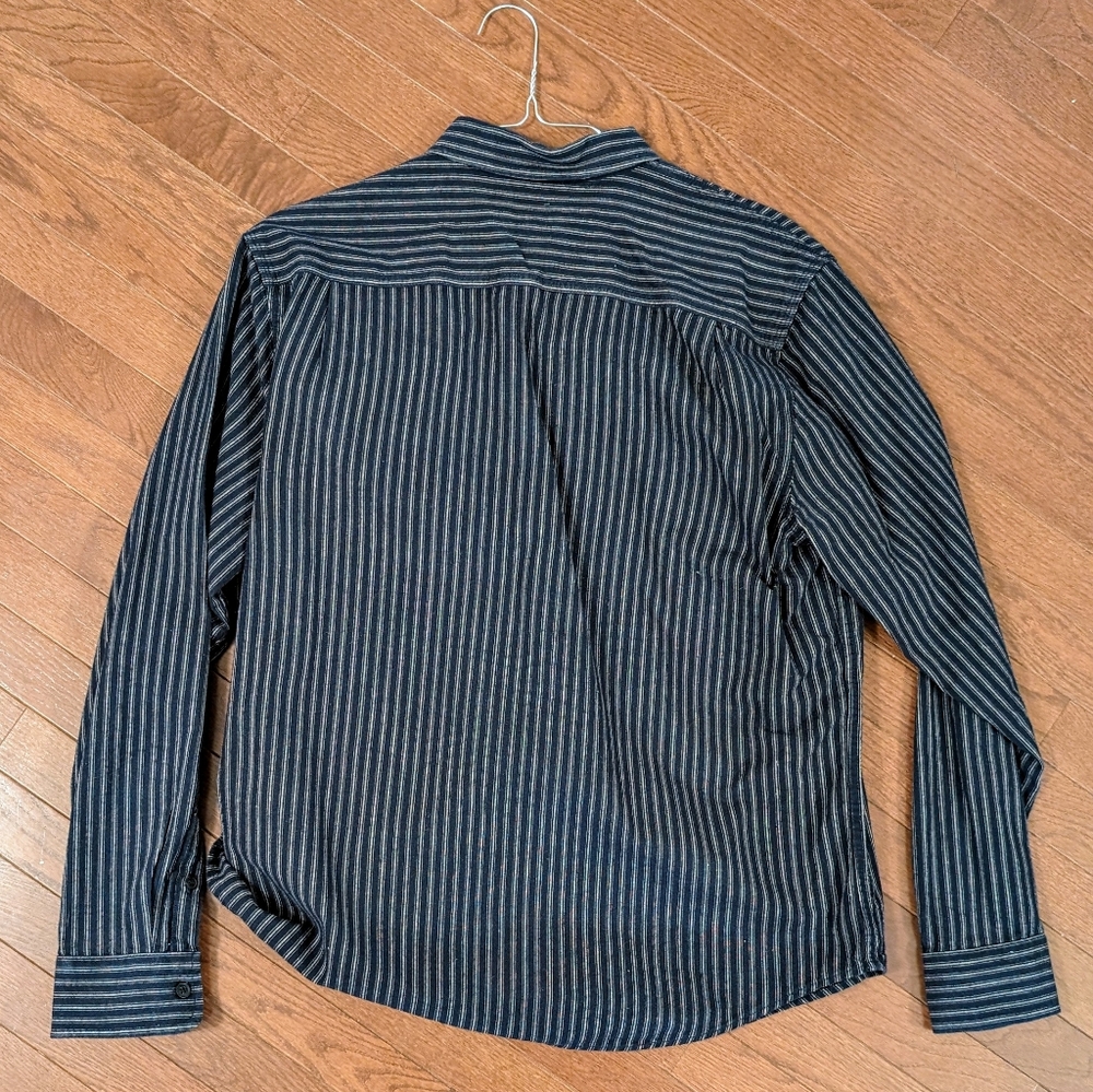 Lucky Brand - Long Sleeve, Navy/White railroad stripe Button Down Shirt - … - Picture 4 of 4